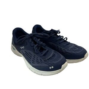 Ryka Sneakers Mens Size 10 Navy Leather Fabric Lace Up Athletic Versatile Casual
